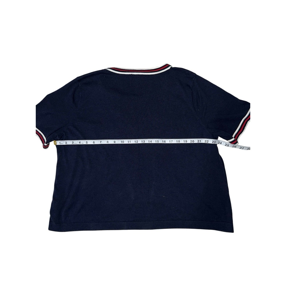 Ladybug Oprah Magazine Size 3X P Collection Talbots Navy Red Women Top Blouse - Picture 4 of 7
